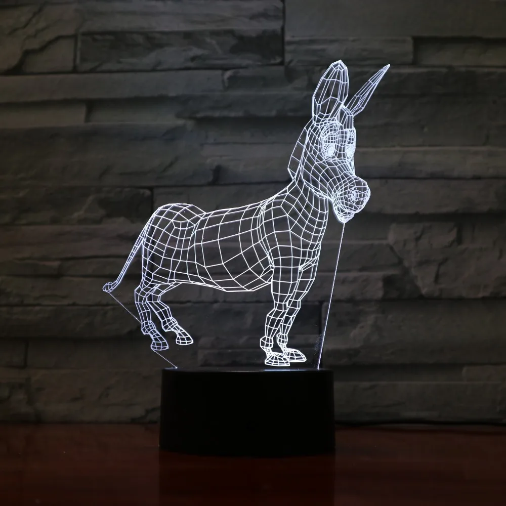 СВЕТОДИОДНЫЙ ночник в виде животного осла 3D моделирование смена Usb сенсорная