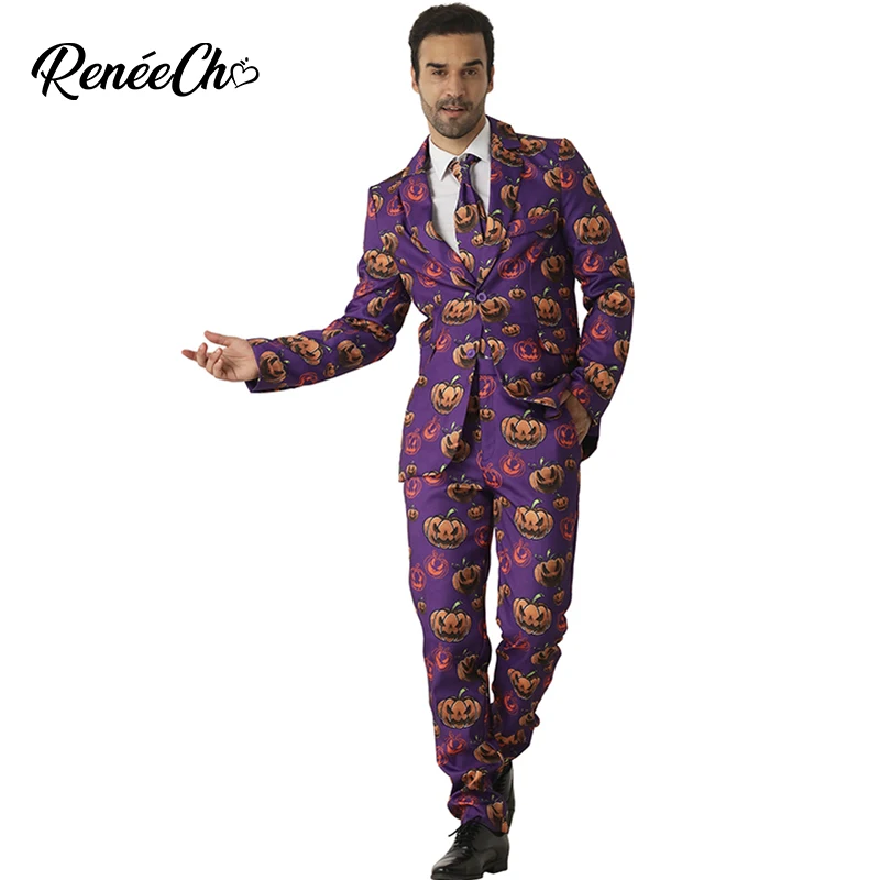 Crazy Suit 2018 костюм на Хэллоуин для взрослых мужчин с тыквой пиджак брюки галстук