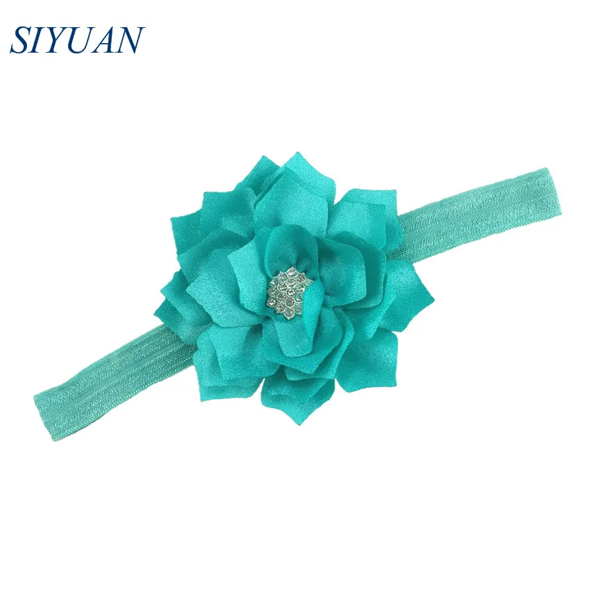 1 шт./лот эластичная лента повязка на голову с двухслойными цветами лотоса