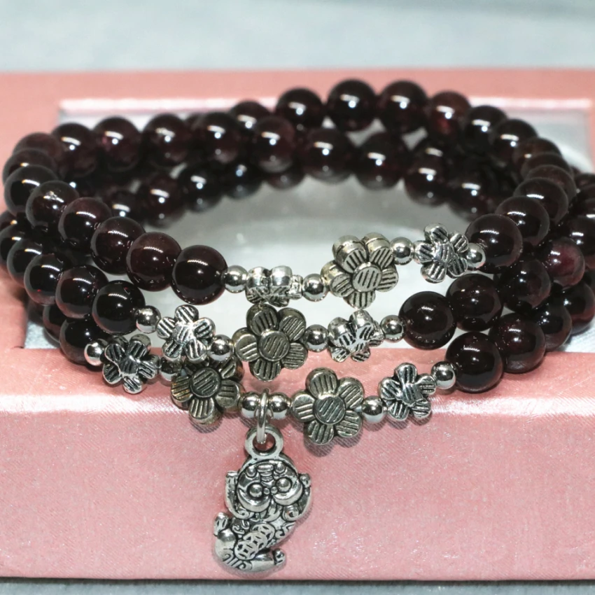 Серебристый кулон 6 мм гранат природный камень круглые бусины в западном стиле 3