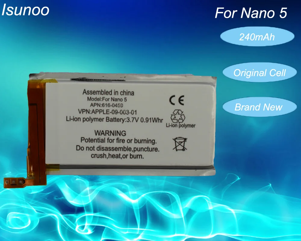 5 шт./лот Новинка 3 7 в литий ионная сменная батарея для iPod Nano го