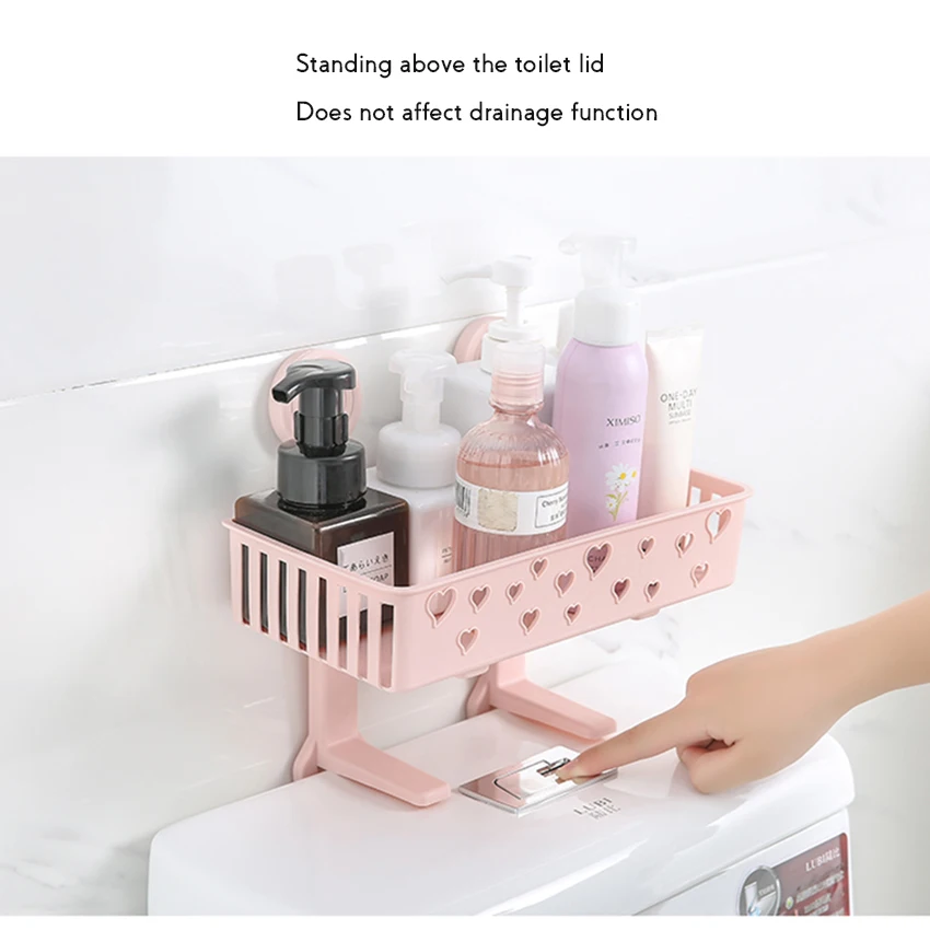 

Punch-free bathroom Storage Rack Wall Mounted Toilet Storage Rack for Bath Products, Phone, Sundries Storage Holder for Wall