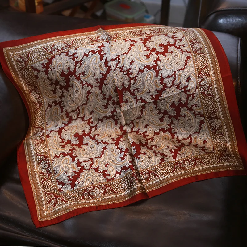 Модный женский шелковый шарф с принтом 100% маленький платок хиджаб женские шарфы