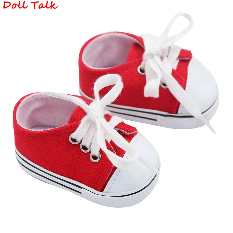 Кукла Talk Baby Doll, модные парусиновые кроссовки, обувь для девочек 18 дюймов, аксессуары для кукол, обувь с круглым носком, на шнуровке, парусиновая обувь
