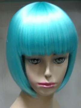 new short light blue straight cosplay full wig |