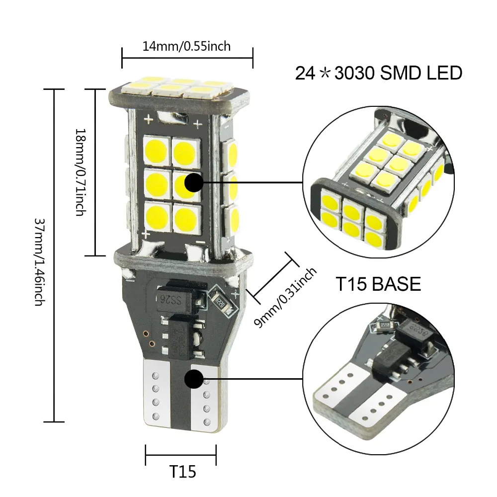 YIJINSHENG 2 шт. яркая Ошибка Canbus 3030 Chipsets T15 912 W16W 921 светодиодный лампы для резервного