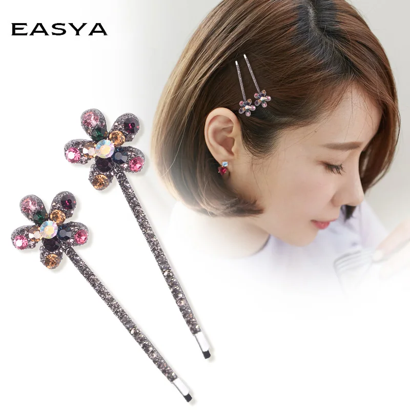 

EASYA 2018 1 Pair Multicolor Hairwear Hair Accessories Fashion Design Bowknot Flower Hairpin Hair Clips For Women Girls