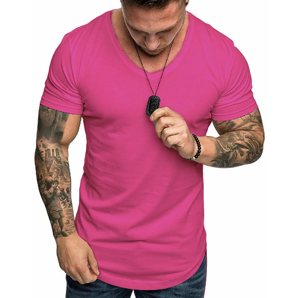 purple 17 цветов футболка для мужчин летом прохладно Slim Fit Повседневное с О-образным вырезом короткий рукав Уличная футболка высоко качественные футболки мужская одежда - Цвет: purple