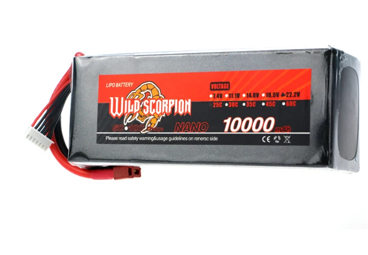 1 шт. Lipo батарея Wild Scorpion 22 2 v 10000mah 25c 40c 6S1P 300A непрерывная разрядка для
