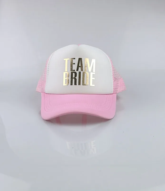 pink hat with team C& Fung, новые командные шляпки для невесты, девичник, вечерние шляпы для девичника, подарки для подружки невесты, пляжные Летние Стильные шляпы для водителя грузовика, кепки - Цвет: pink hat with team