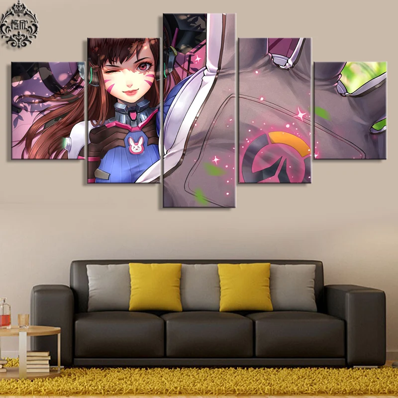 Современная Картина на холсте Overwatch D.VA 5 шт. игровой постер с принтом домашний