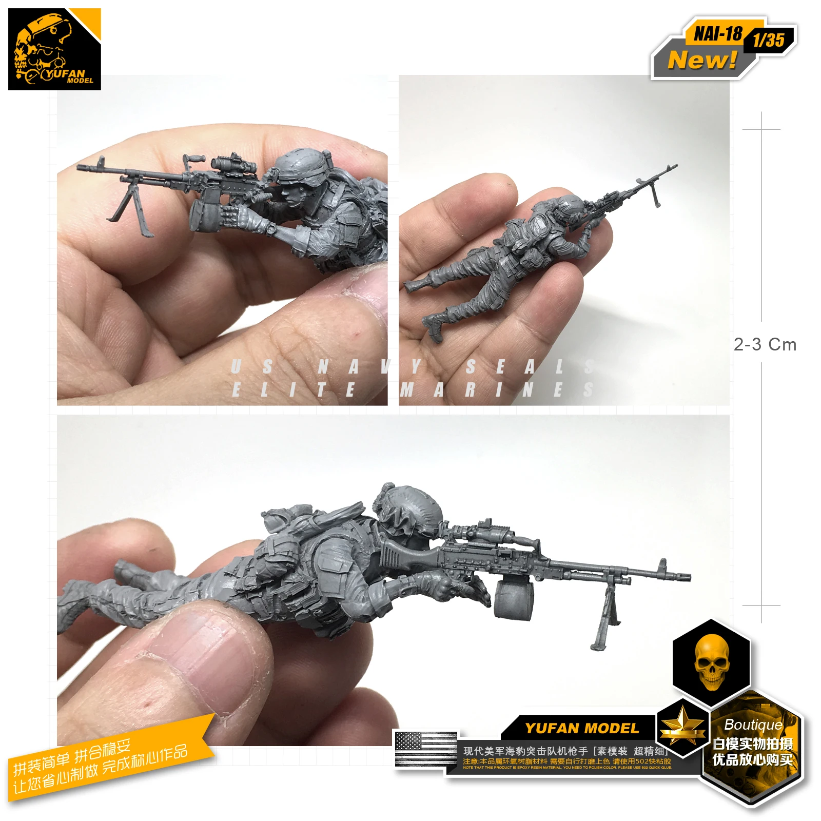 Yufan модель 1/35 набор для сборки фигурки США Уплотнительная Машина пистолет шутер
