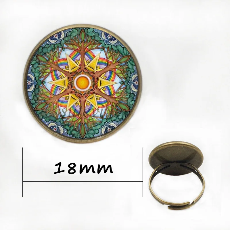 Винтажное ожерелье из дерева круглые стеклянные подвески с узором мандалы