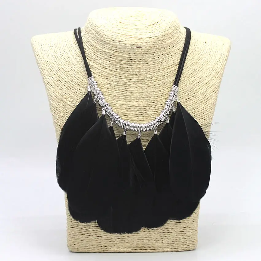 Акция ожерелье с перьями Новые Модные женские ювелирные изделия винтажное