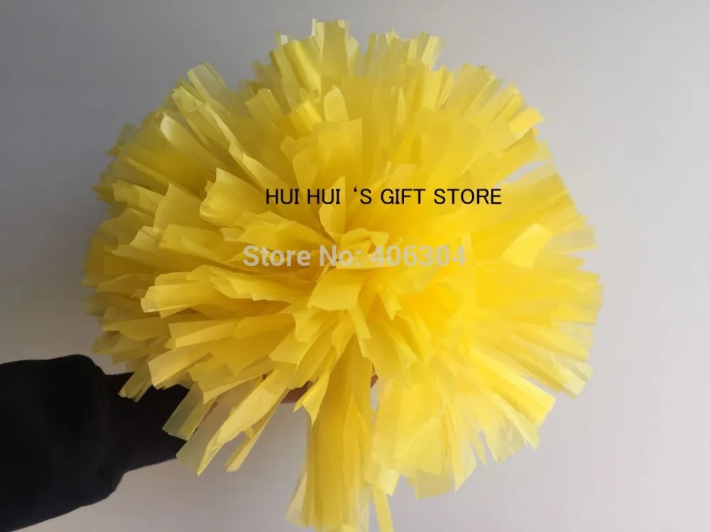 100 г пластиковый помпон для приветствия ПЭ продукция чарлидинга красный желтый