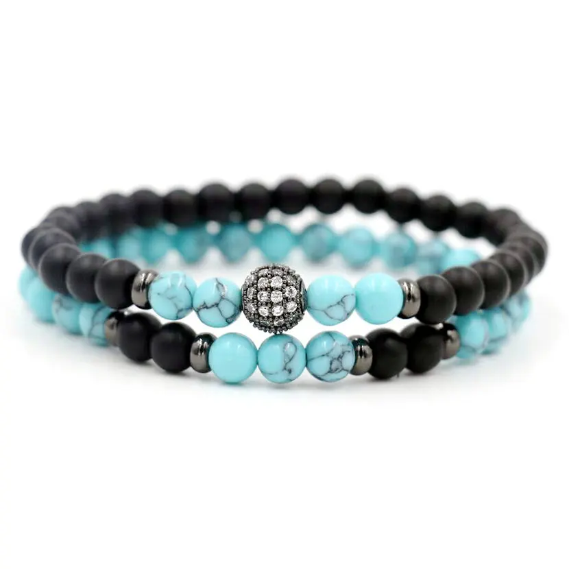 2 шт./компл. синий оникс Камень Браслет с инкрустацией серебро Цвет украшением в