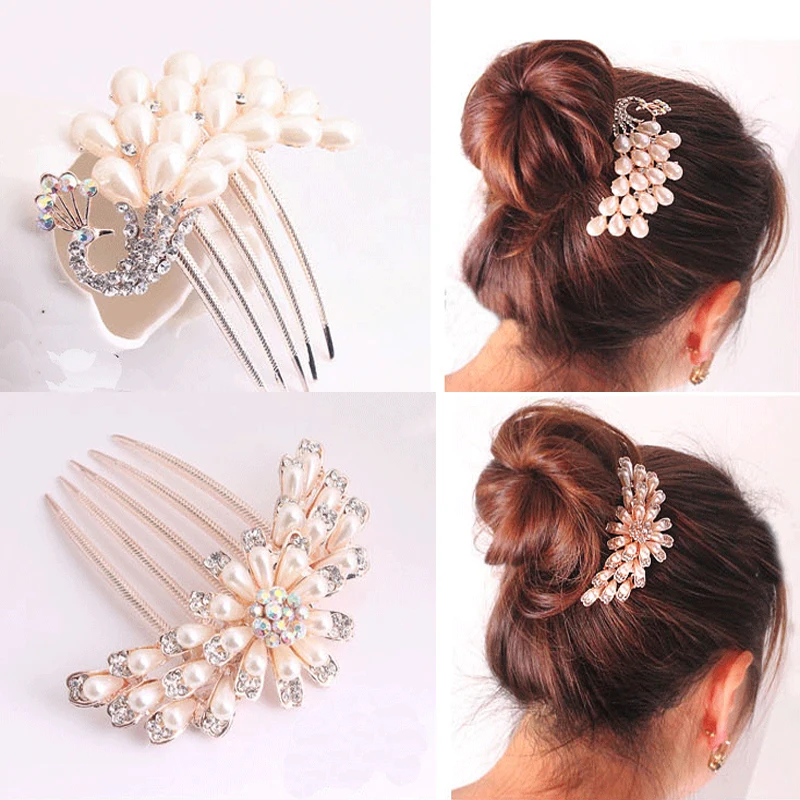 LNRRABC Новые цветочные хрустальные стразы жемчуг женские свадебные Заколки