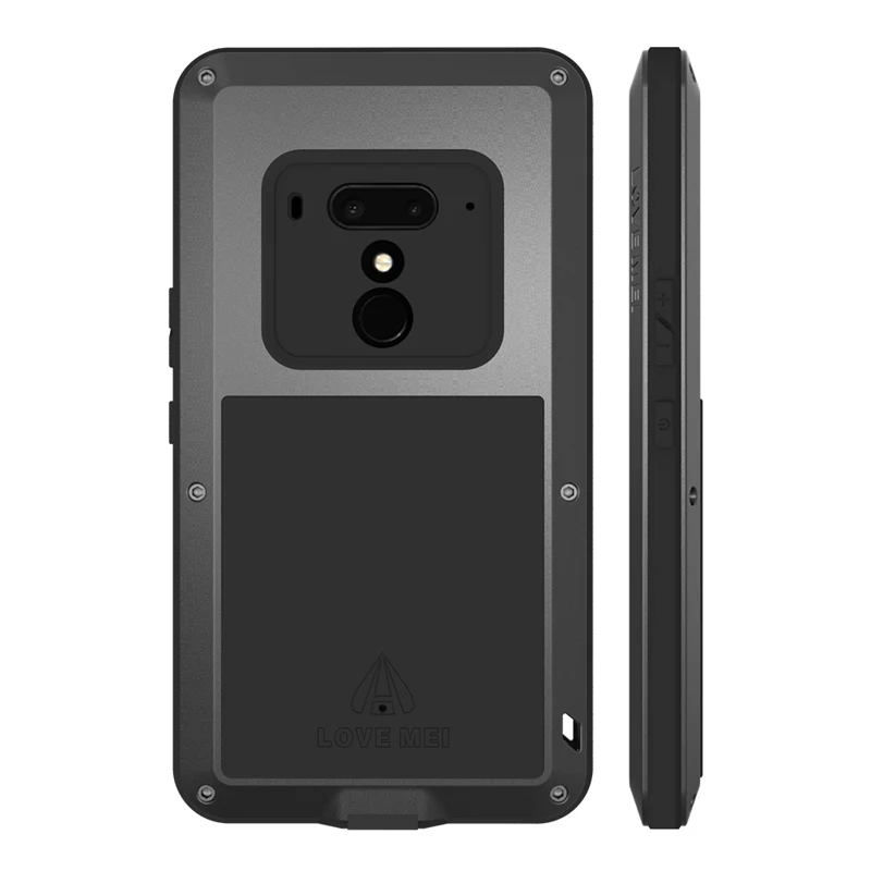 Lovemei Чехлы для HTC U12 Plus алюминиевый металл + стекло Gorilla Shock Drop водонепроницаемый