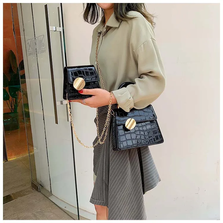 Elegant Female Stone pattern Tote bag New Quality PU Leather Women's Designer Handbag Lock Chain Shoulder Messenger Bag