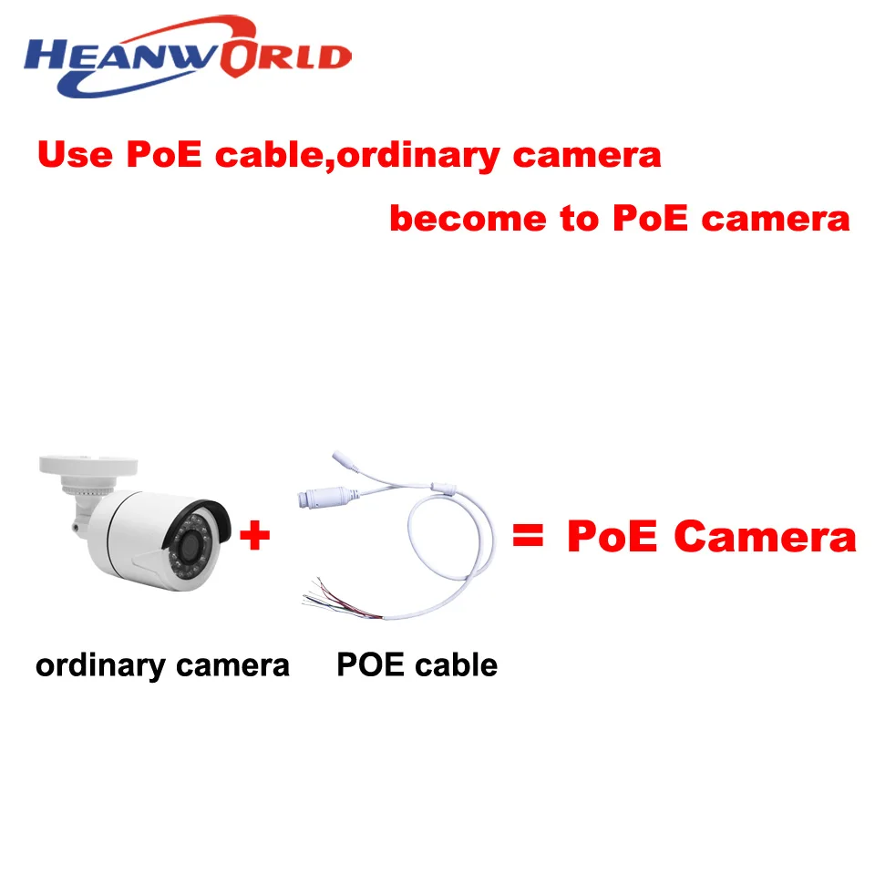 Кабель для камеры Heanworld PoE замены обычной ip на кабель RJ45 48 В и 12 белый черный