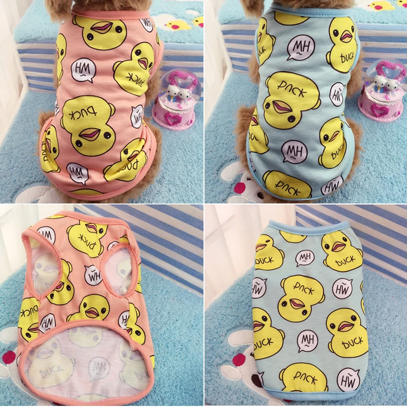 

Cute Pet Dog Clothes For Small Dogs Duck Printed Spring Puppy Cat Cotton T-shirt Vest Summer Pet Clothing Chihuahua Pug Shirts