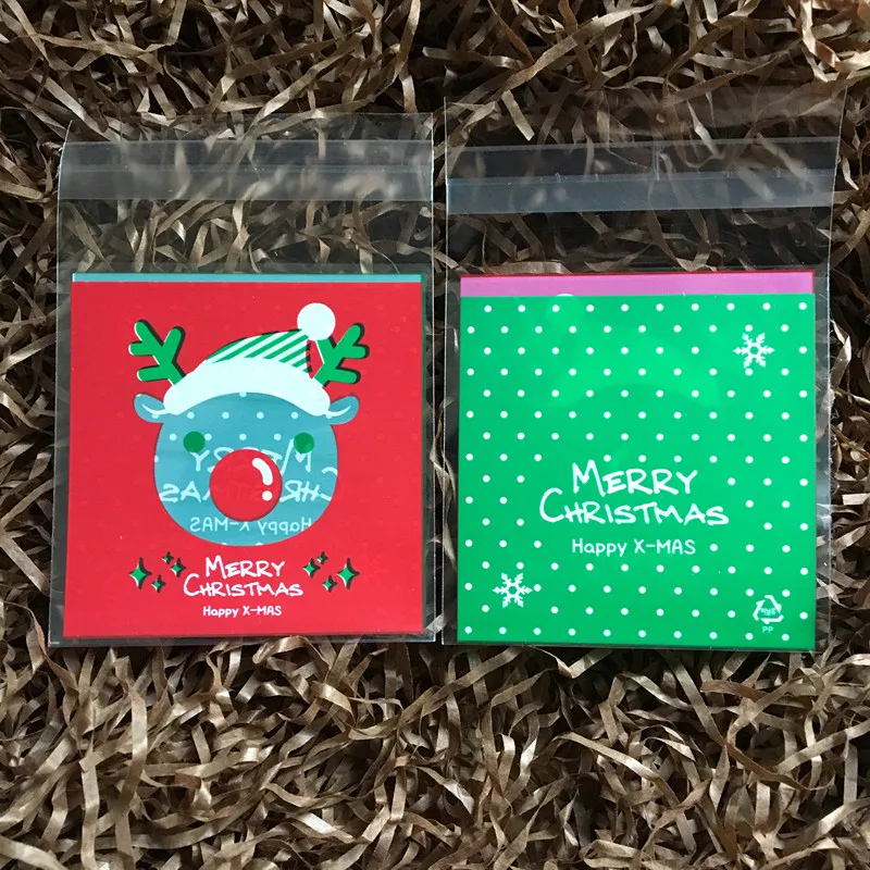 100 шт. пищевые упаковочные мешки для печенья с принтом Красного оленя