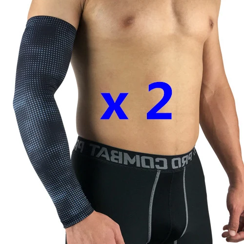 1 pair Gray Компрессионные рукава для мужчин и женщин, для бега, для езды на велосипеде, рукава для баскетбола, Защита Поддержка, серый, синий, красный, эластичный чехол - Цвет: 1 pair Gray