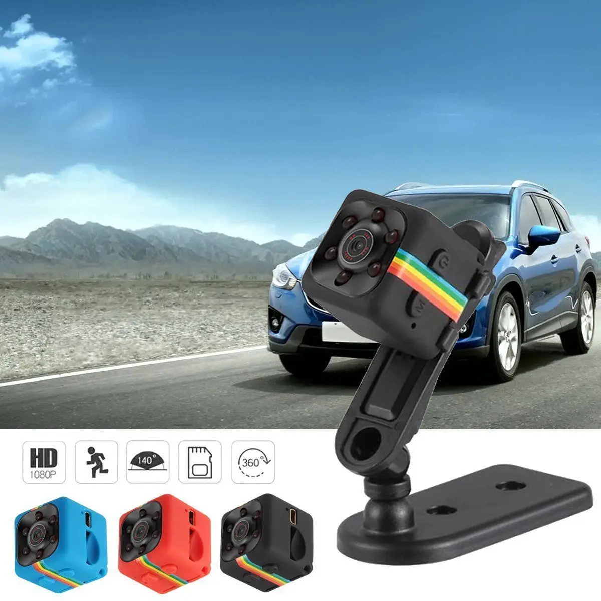 SQ11 FHD 1080P Мини Видеорегистраторы для автомобилей Камера Dash Cam ИК светодиодный