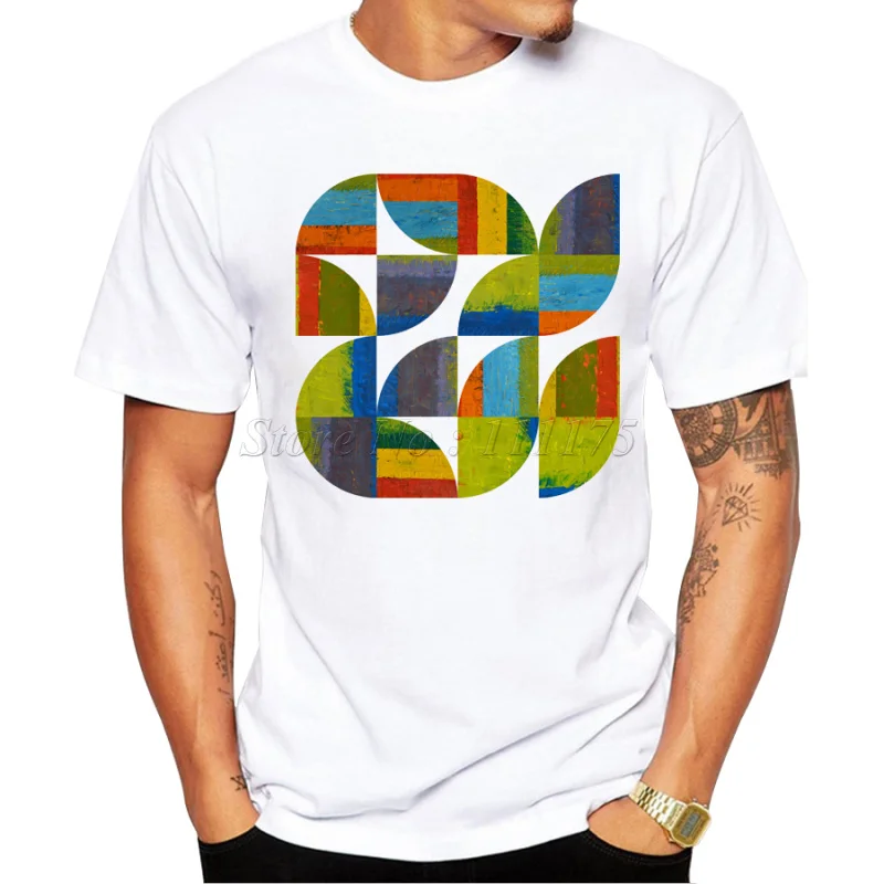 2019 мужская летняя футболка с разноцветным принтом в виде четверти|fashion tees|men