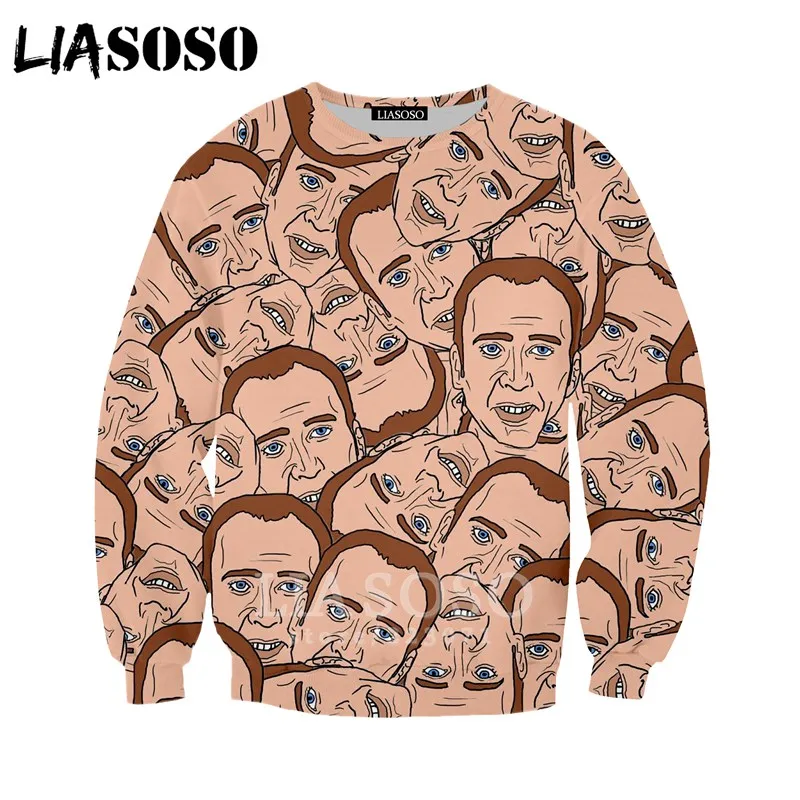 Осенние новые мужские и женские модные толстовки liaseo с 3D рисунком звезд Николаса