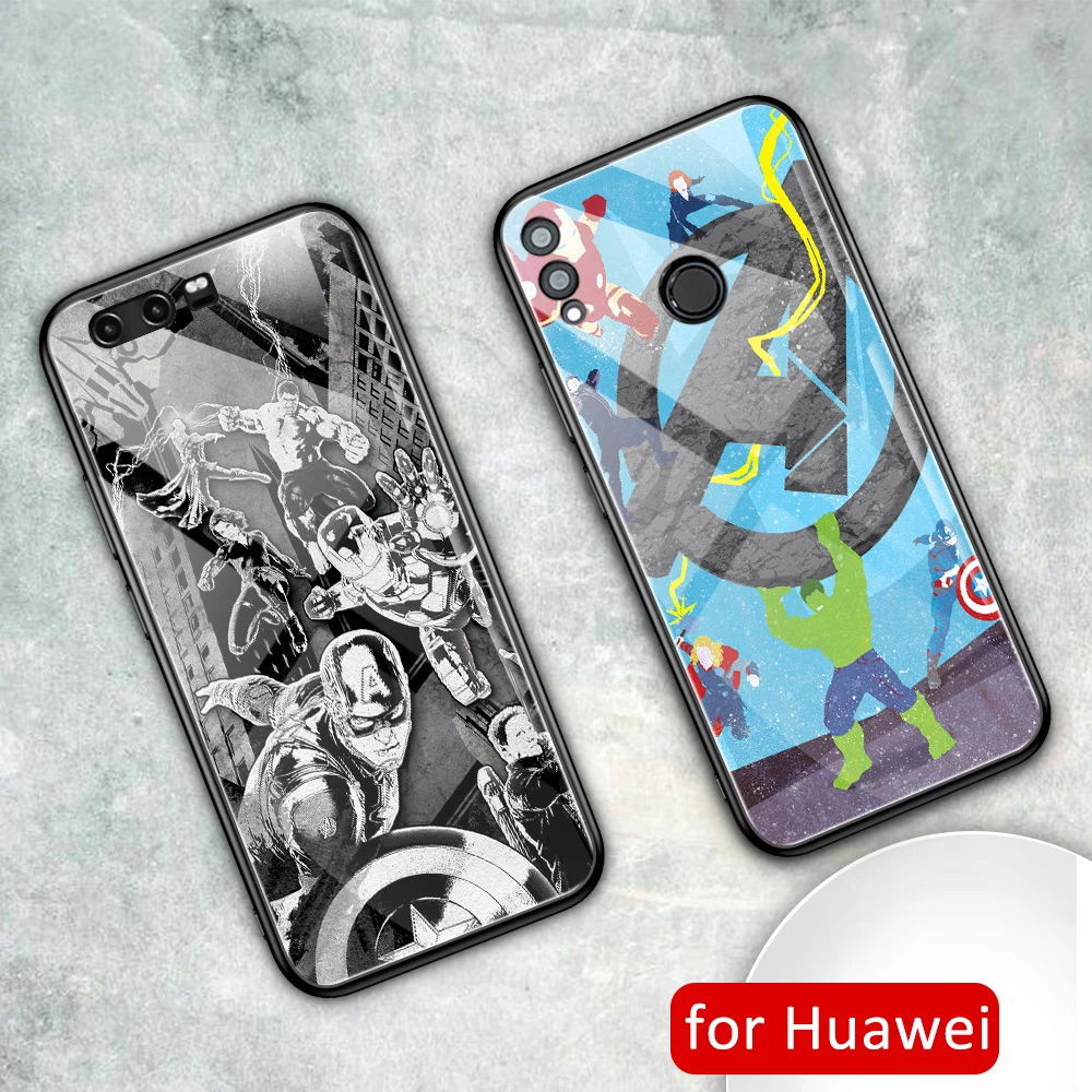 For case Huawei honor 20 Glass back marvel play for 8x max 9 10 20i v9 v10 v20 note |