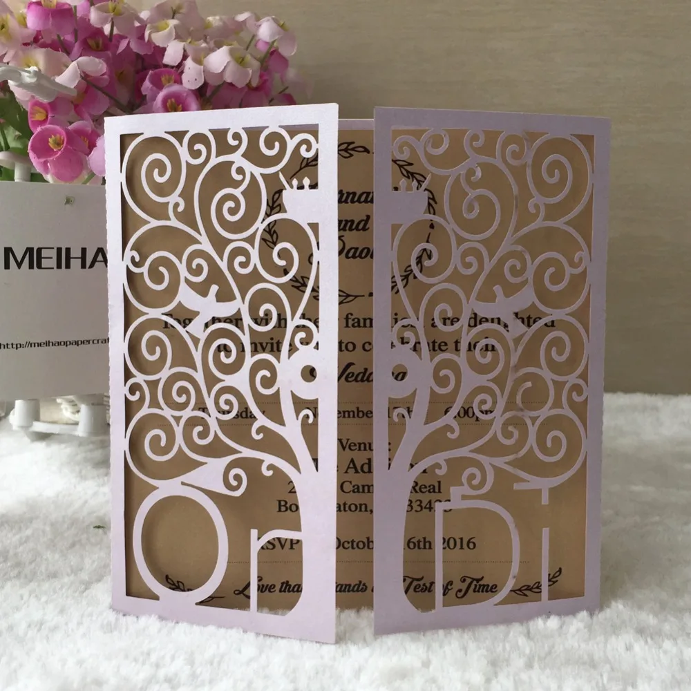 

50pcs/lot free personalized printable romantic wedding invitations cards greeting cards for wedding/birthday/Christmas party