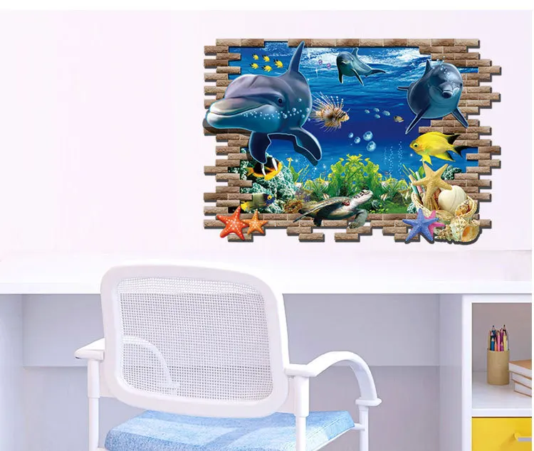 Горячая Распродажа 3d настенные художественные подводные лодки Немо мир наклейки