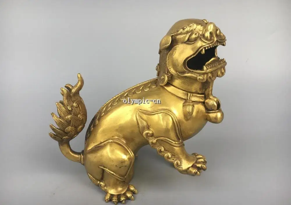 7 ''классическое Латунное резное чудовище Дракон foo Собаки Лев ладан горелка