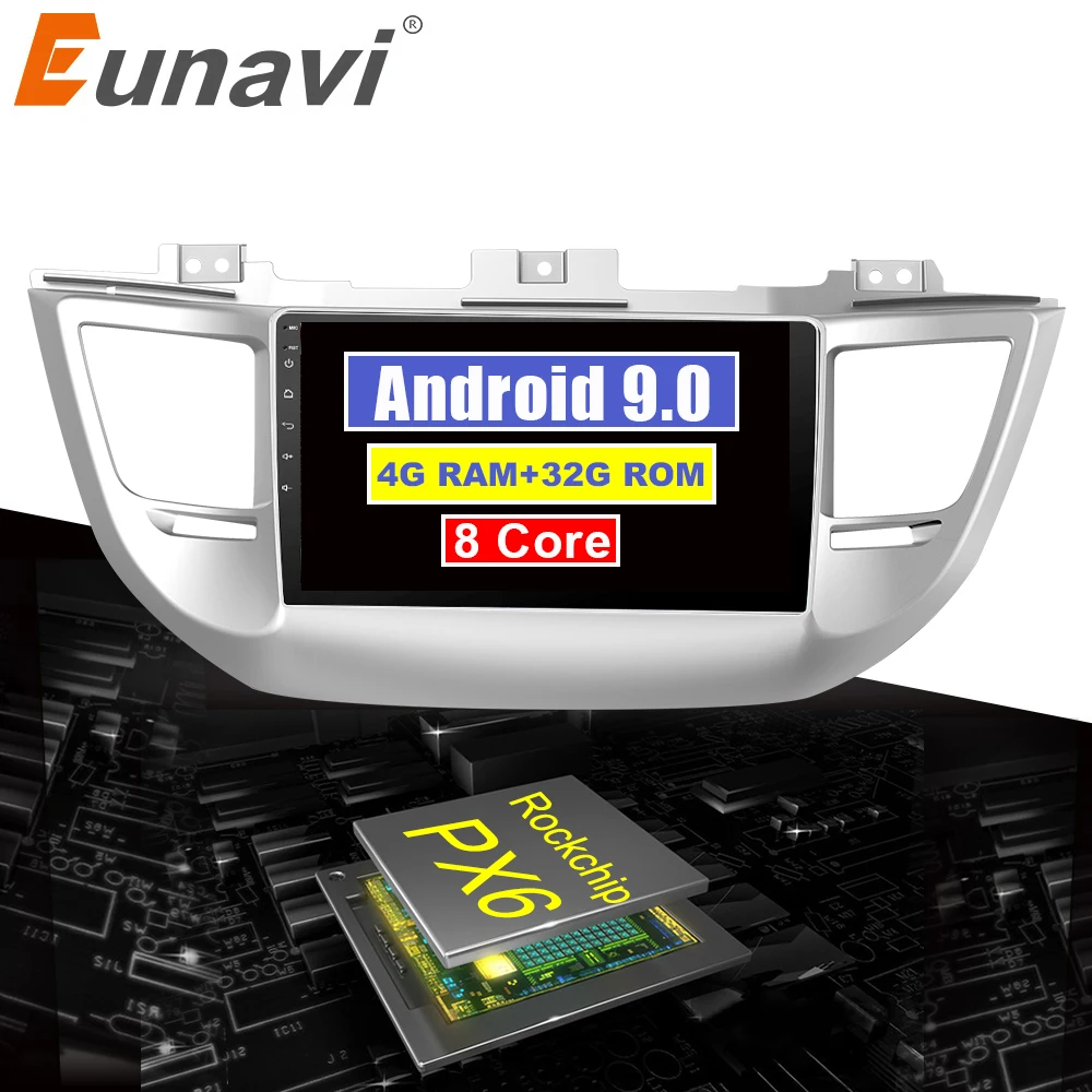 Eunavi 4G + 32G Octa 8 core android 9 0 автомобильный dvd для hyundai Tucson/IX35 2016 2017 мультимедийная