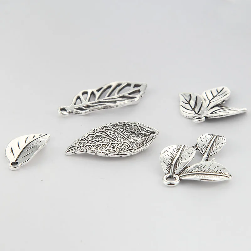 50pcs Leaf Charms Ant-silver color Leaves Hollow Pendant Handmade Hanging Crafts for DIY Fashion Vintage Choker Necklace - купить по