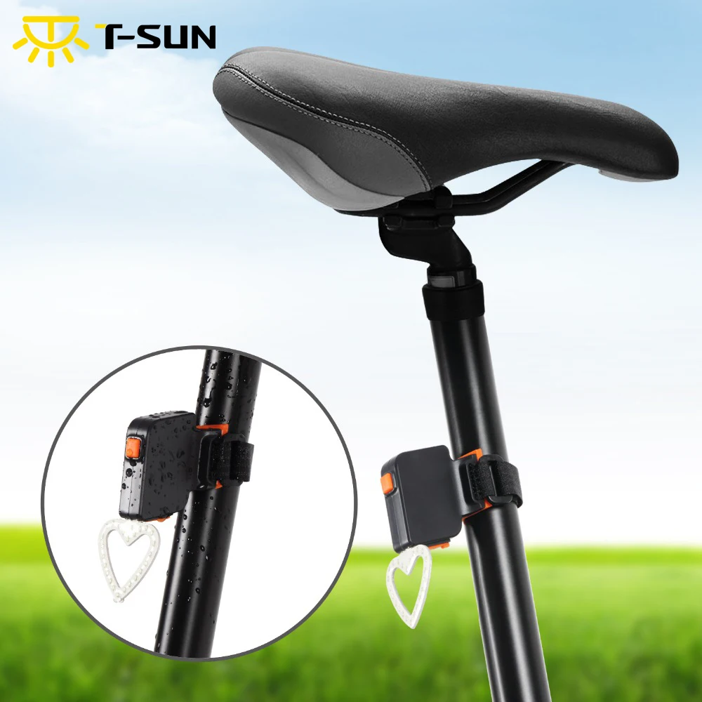 

T-SUN Rechargeable Bright Bike Light LED Bike Taillight with 5 Mode USB Fits On Road Bikes Helmets Cycling Safety Flashlight