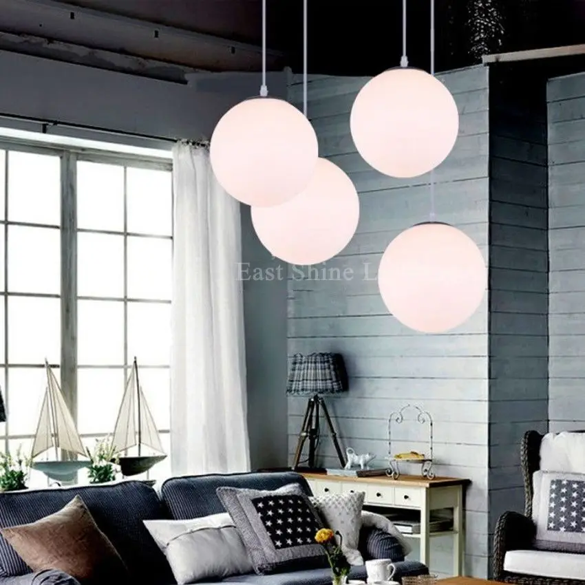 

Modern Pendant Light LED White Glass Globe Ball Hanglamp Living Room Kitchen Luminaire home lighting Fixture Pendant Lamp