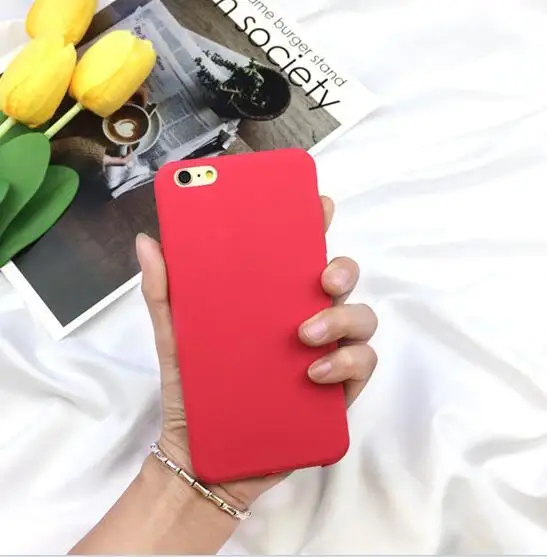 Gimfun Simple Soild Soft Phone Case for Iphone 6 6s 6plus 7 7plus 8 5 5s Lovers Red Silicone Tpu Back Cover Shell |