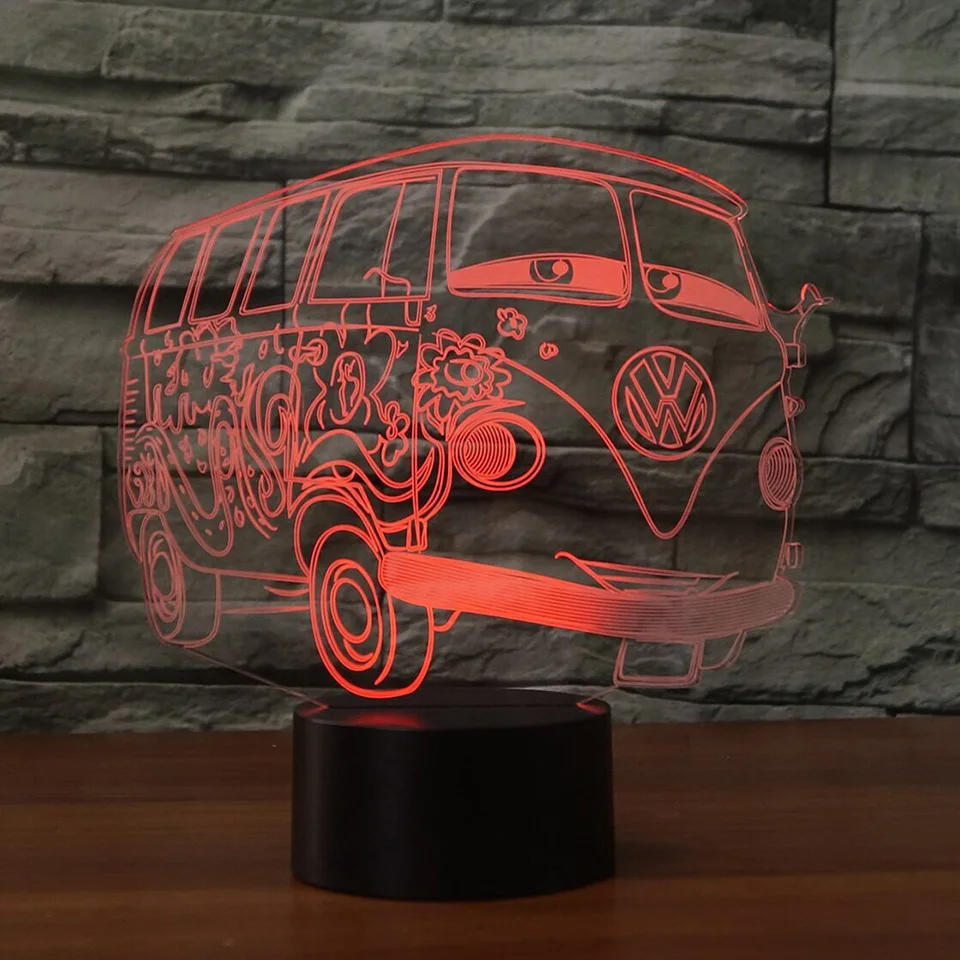 Ночник с 3d визуальной иллюзией для кемпинга автобуса Прозрачный Акриловый