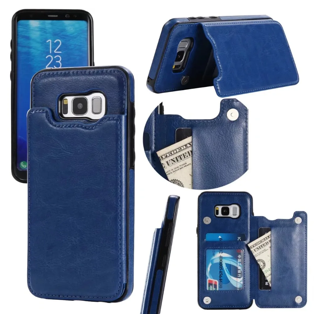 Роскошный чехол-книжка с подставкой для Samsung S8 кожаный чехол-кошелек отделением
