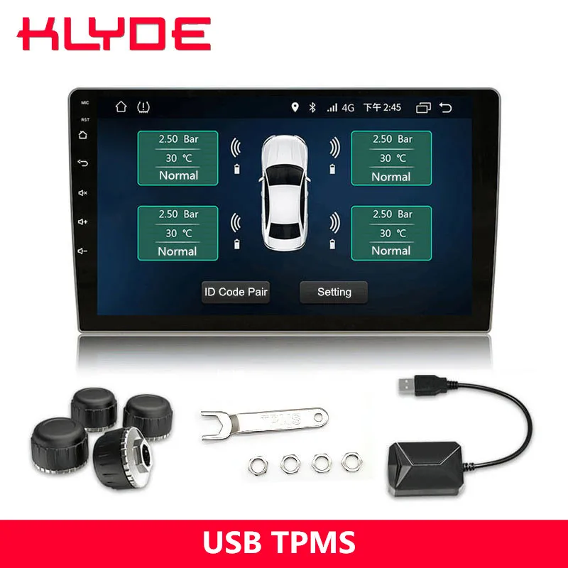 USB автомобильная система давления в шинах TPMS автомобильный dvd-плеер android дисплей Температура и давление с высокой точностью