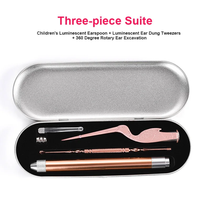 

LED Light Ear Pick Removal Nose Clean Clip Baby Ear Nose Clean Tweezer Set BM88