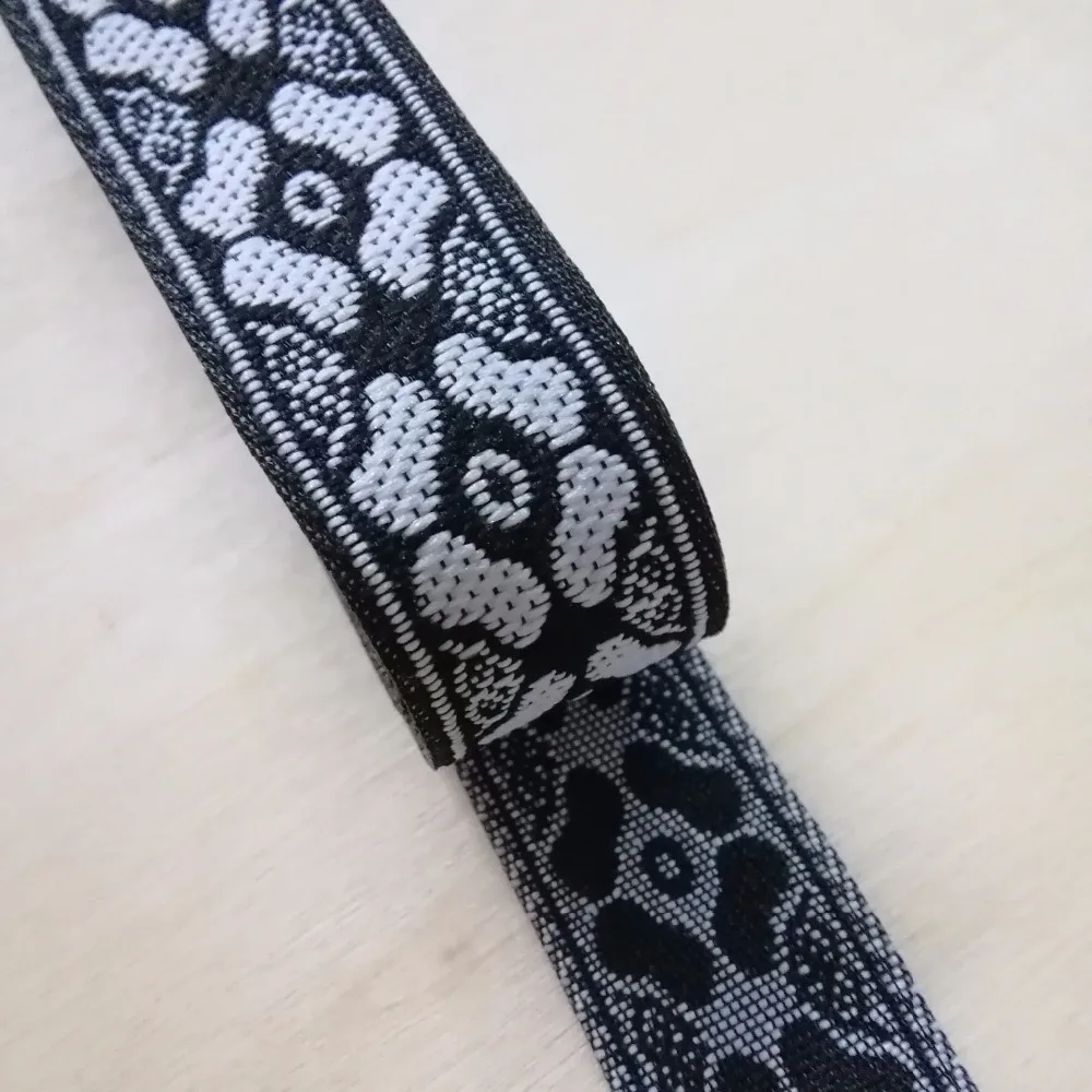 2cm 20mm 7/8' Black White Flower Diy Ethnic Trim Handmade Lace Bedding Costume Curtain Laciness National Jacquard Ribbon Webbing | Дом и