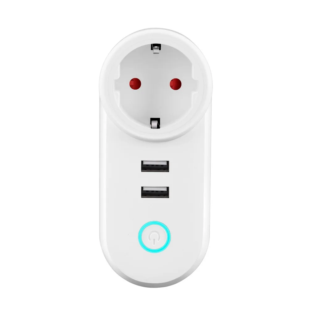 Умная вилка Wifi умная розетка для монитора питания двойной USB работает с Google Home Mini