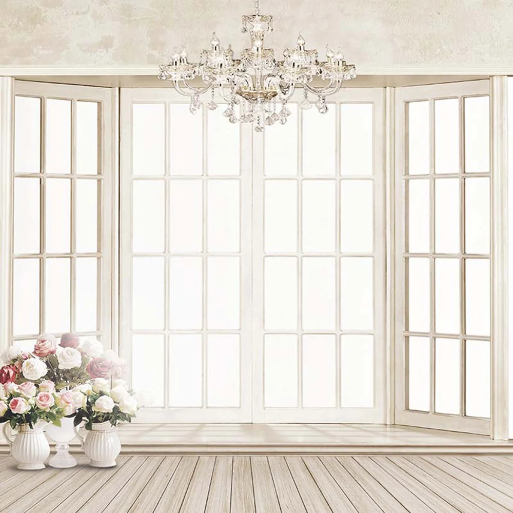 Виниловый фон для свадебной фотосъемки с изображением окна слоновой кости |