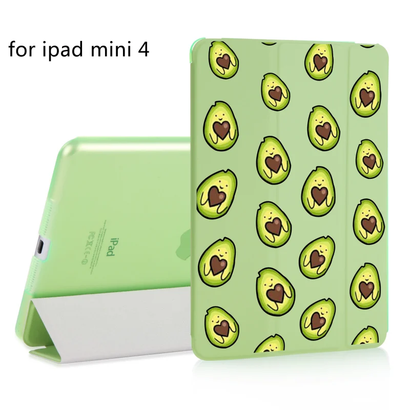 Магнитный чехол-книжка с милым мультяшным авокадо для Apple iPad Mini 5, чехол для iPad Mini 2 3 4 из искусственной кожи, складной чехол-книжка для планшета - Цвет: B200149-mini4