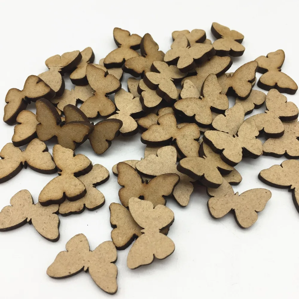 50 шт. 13x20 мм MDF Бабочка DIY ремесла чипы верхние украшения для детской бирки