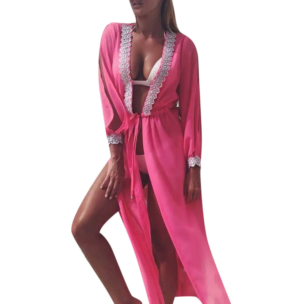 Для женщин полные рукава глубоким v образным вырезом с поясом длинные платья