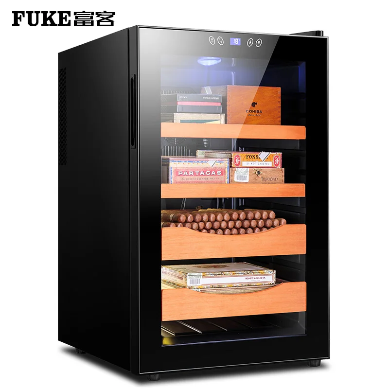 Золотая FK-65C электрическая сигара Humidor увлажнение шкафа 70L Коробка Для Хранения Сигар термостатическая и Постоянная Влажность сигара увлажнение